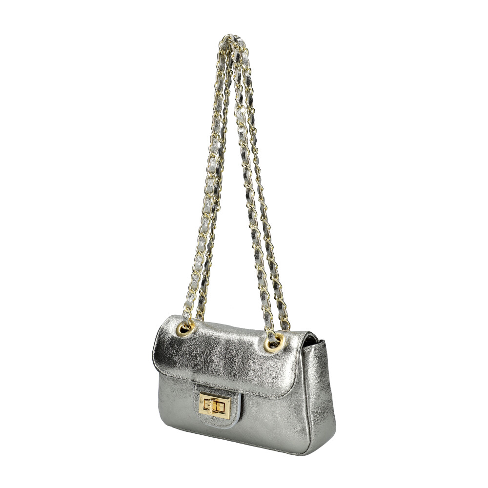 Leather crossbody bag BS2834 SILVER ModaServerPro