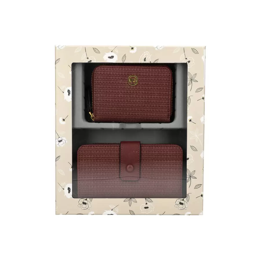 Box + Wallet + Card holder AH8003 - BORDEAUX - ModaServerPro