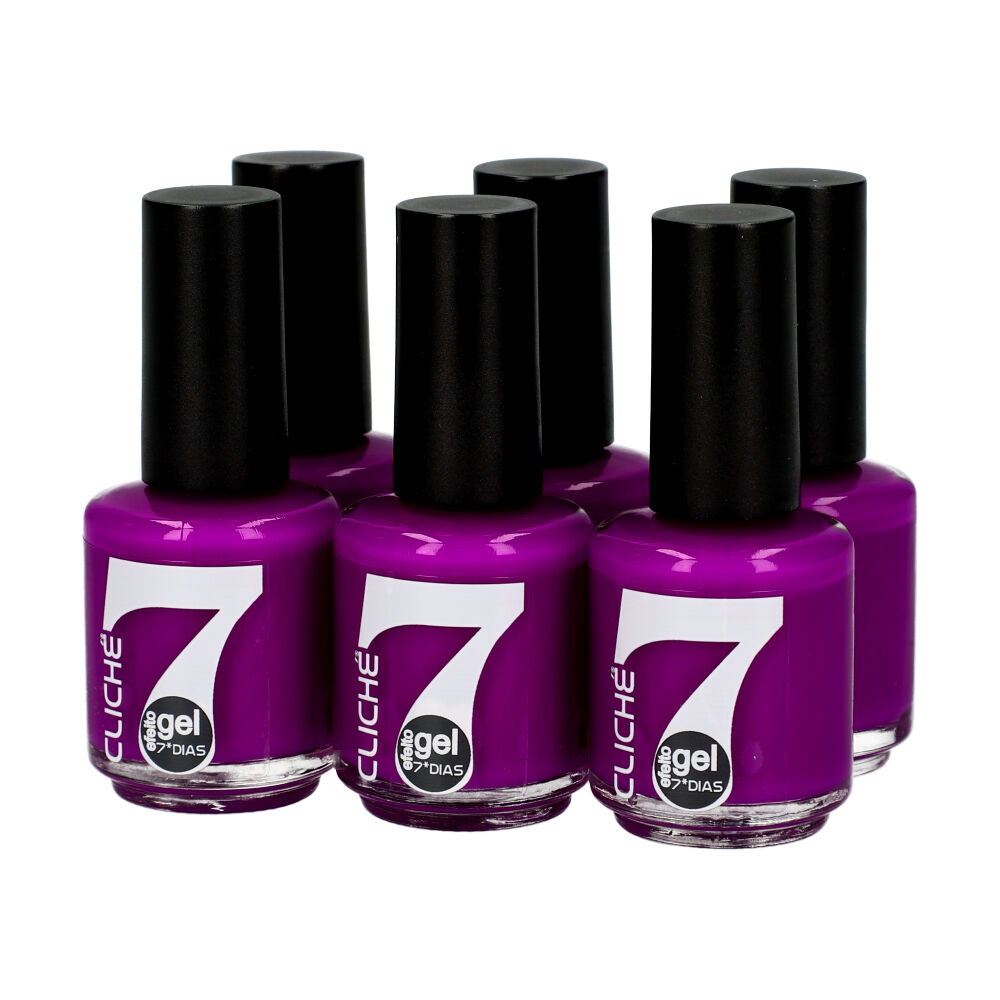 Pack 6 Pcs Nail polish gel 7 Days Cliché 7D044 VIOLET ModaServerPro