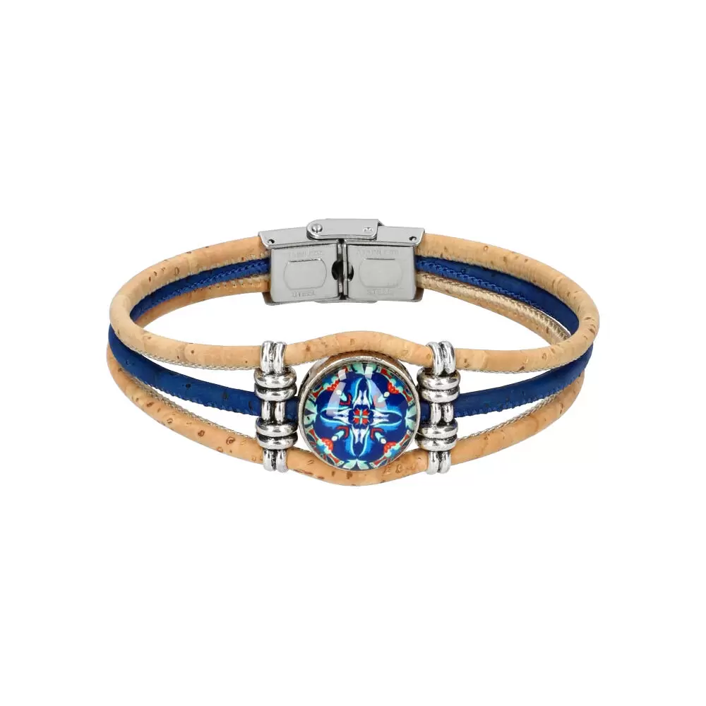 Woman cork bracelet FBU085 - D BLUE - ModaServerPro