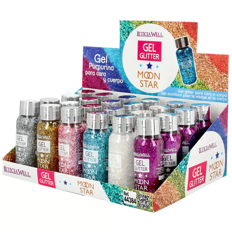 Pack 24 Pcs Glitter gel for face and body - Leticia Well - 44384 - ModaServerPro