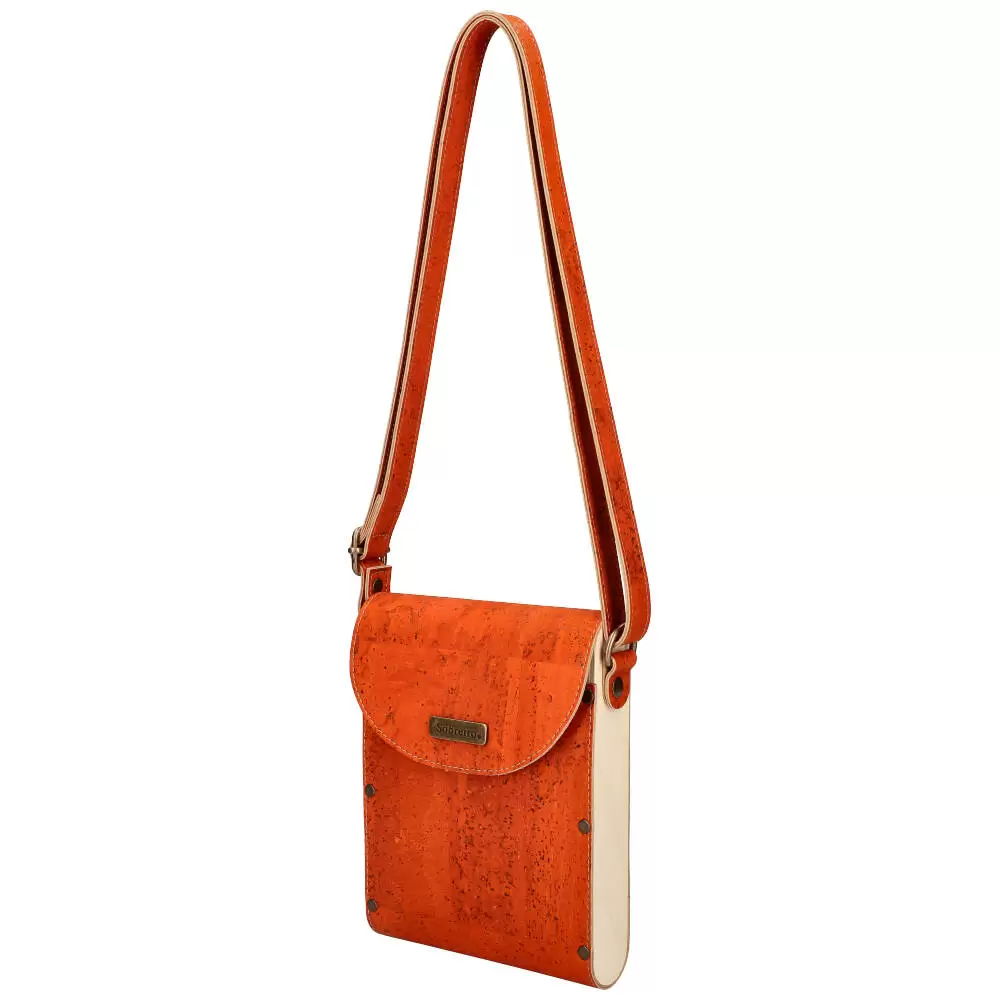 Cork and wood crossbody bag MSMAD05 - ORANGE - ModaServerPro