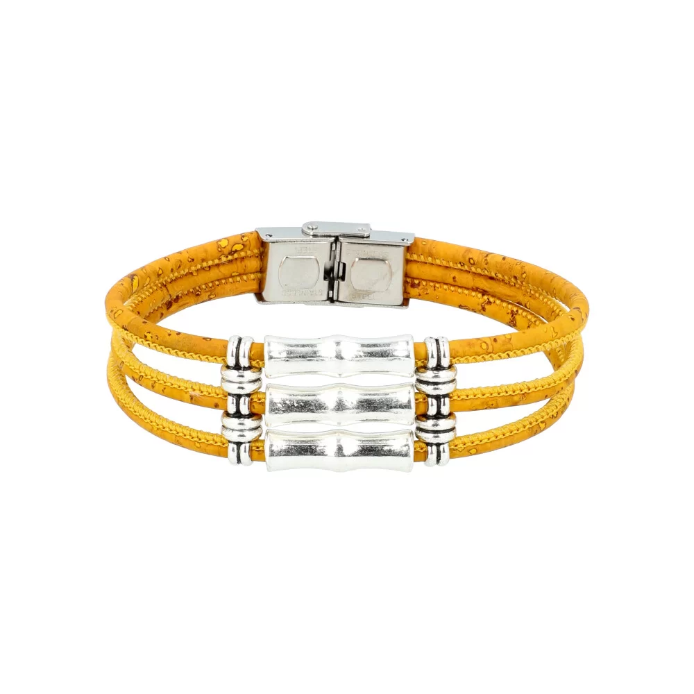 Woman cork bracelet LZ102 - YELLOW - ModaServerPro