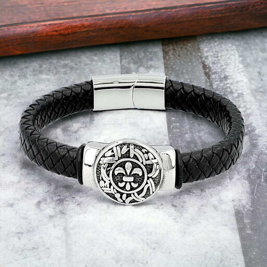 Bracelet en cuir homme FBU135 BLACK ModaServerPro
