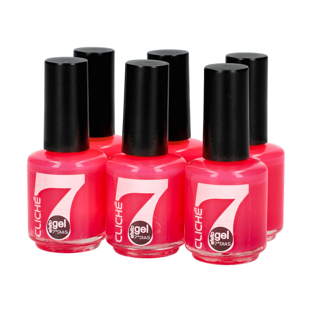 Pack 6 Pcs Nail polish gel 7 Days Cliché 7D048 PINK ModaServerPro