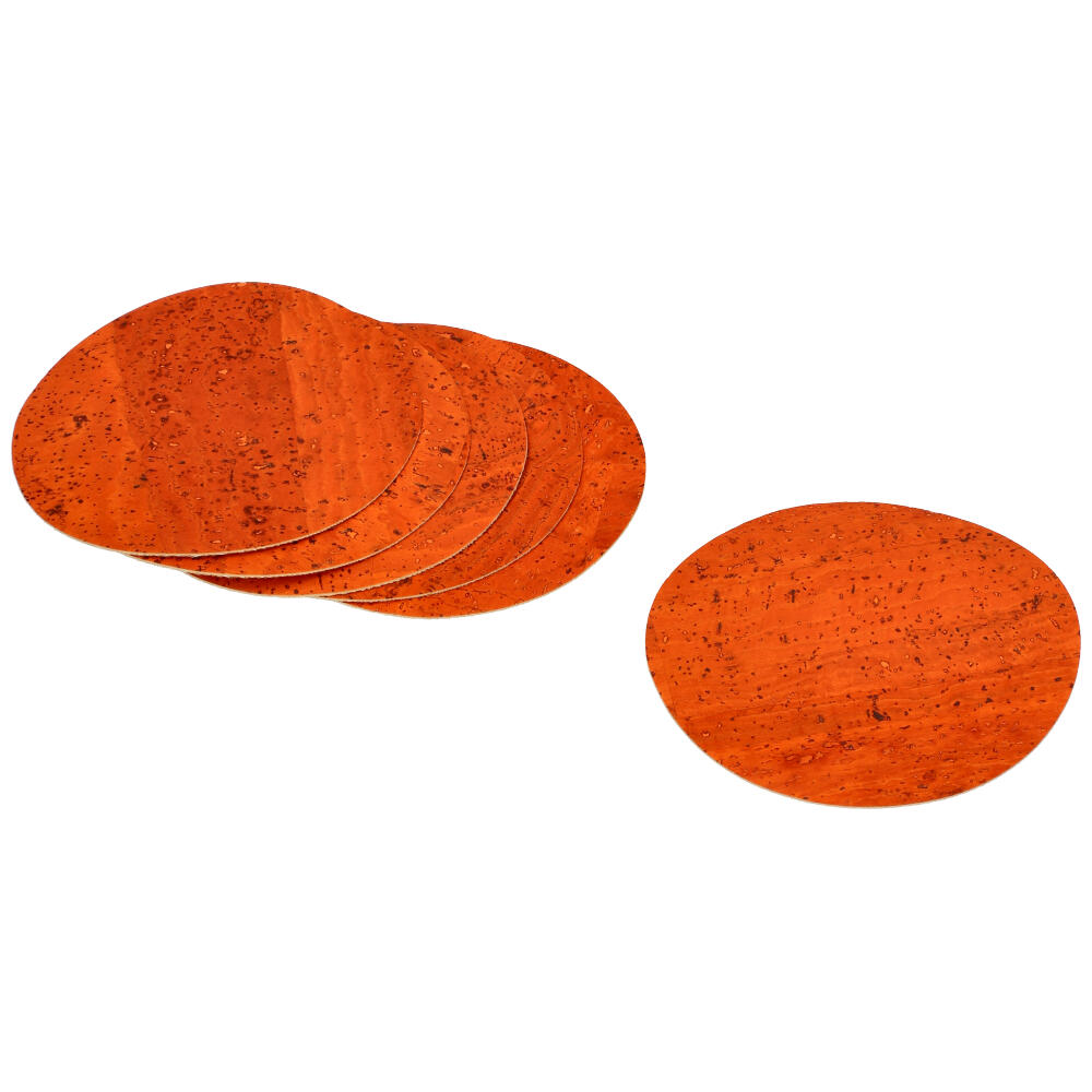 Pack 6 Pcs bases de copos em cortiça MSPM32 ORANGE ModaServerPro