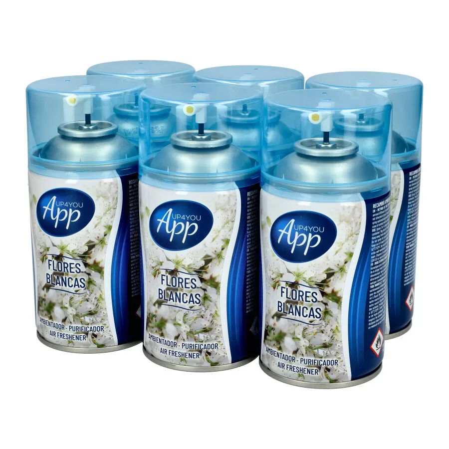 Pack 6 Pcs Spray de recarga para difusor automático - Flores brancas - App up4you - 55318 - ModaServerPro