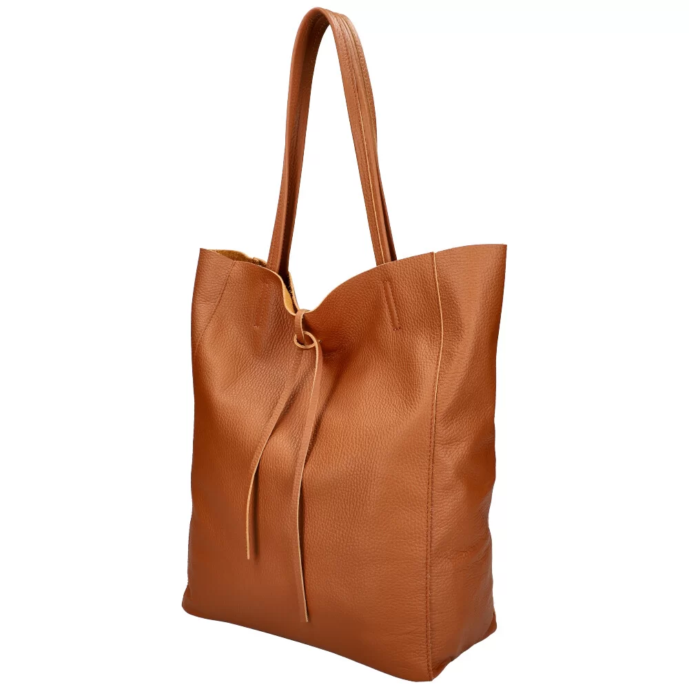 Leather handbag MS001 - BROWN - ModaServerPro