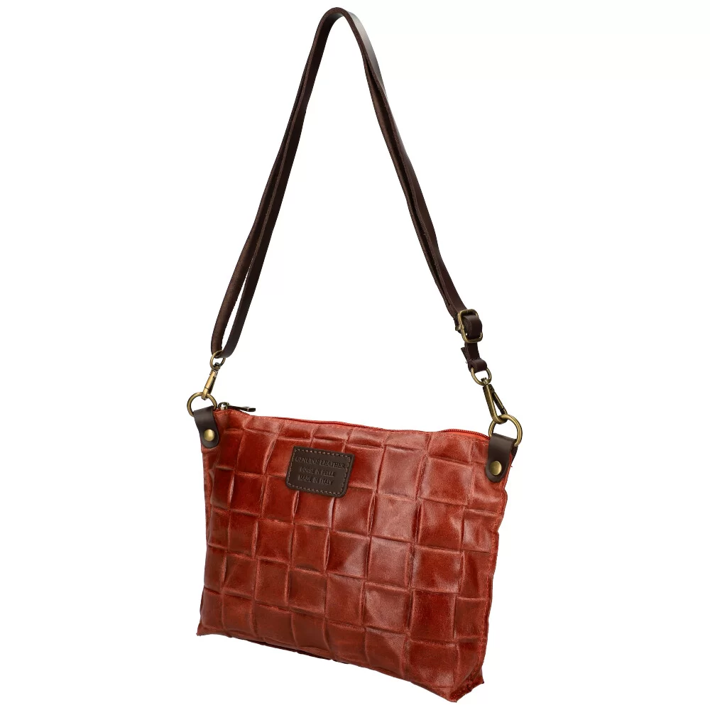 Leather crossbody bag 01242 - BRICK - ModaServerPro