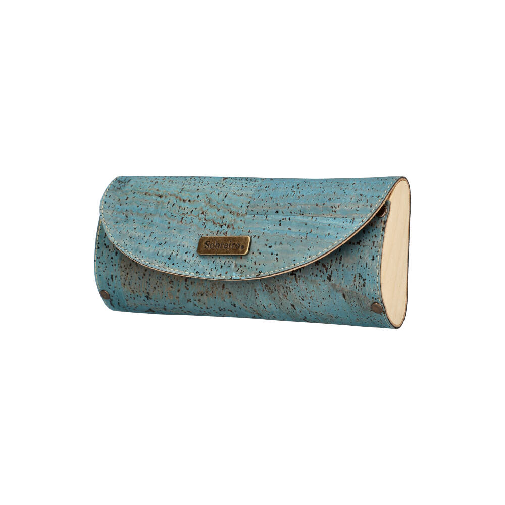 Porta lápis em cortiça e madeira MSMAD02 BLUE ModaServerPro