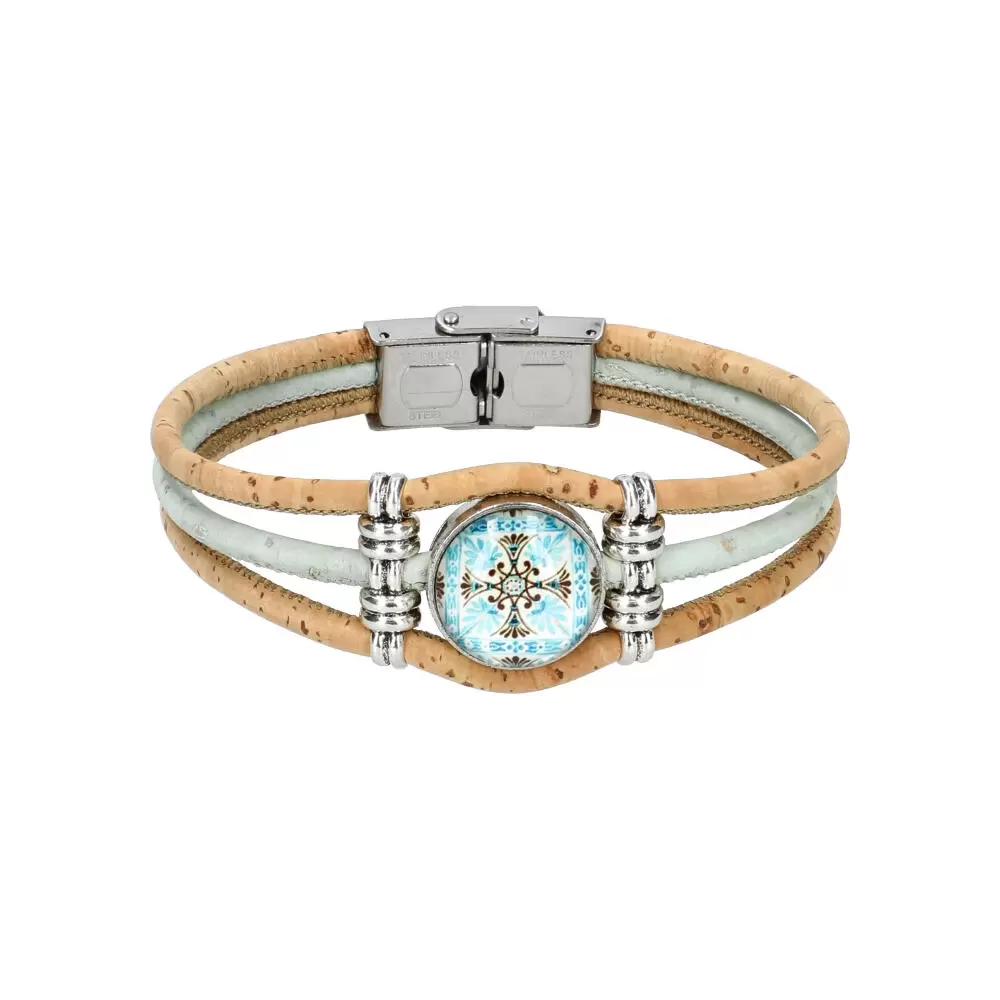 Woman cork bracelet FBU085 - L BLUE - ModaServerPro