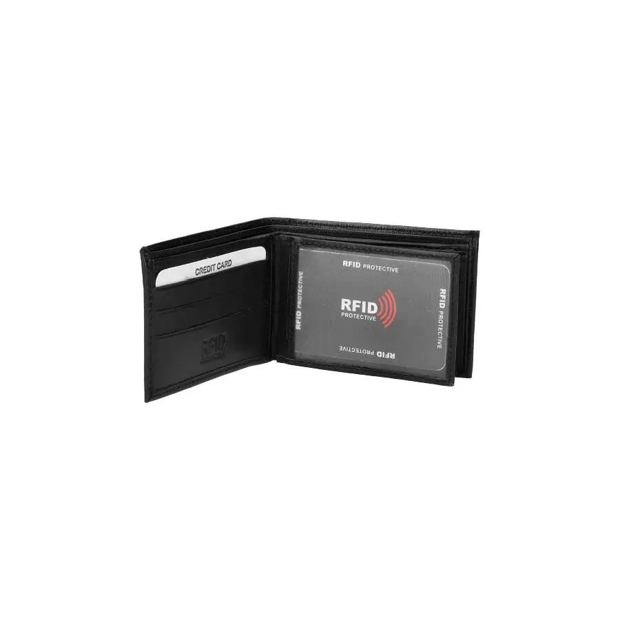 Leather wallet RFID men 129188 - BLACK - ModaServerPro