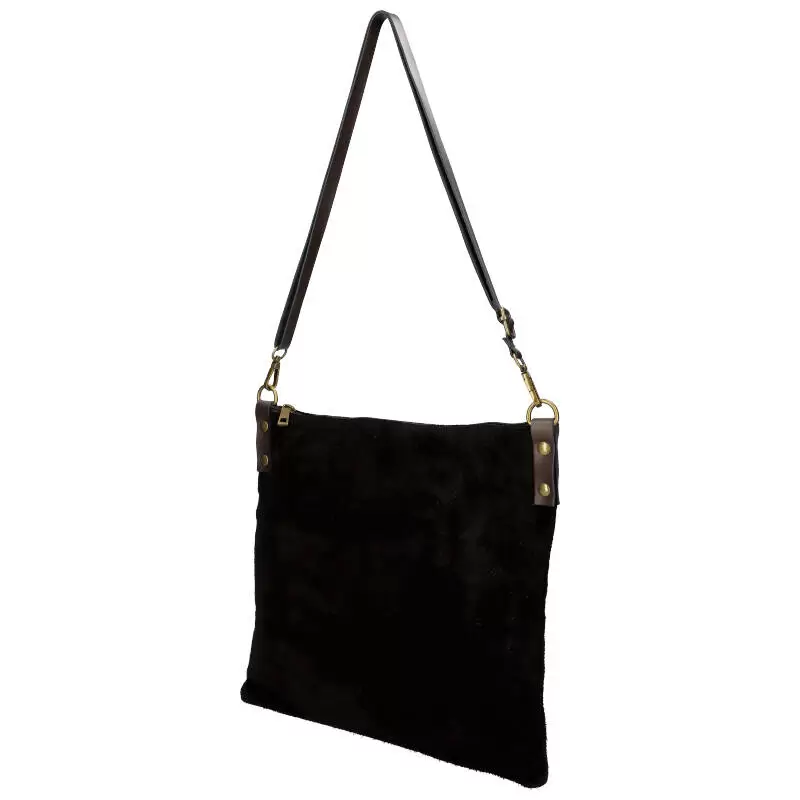 Leather crossbody bag 01468 - BLACK - ModaServerPro