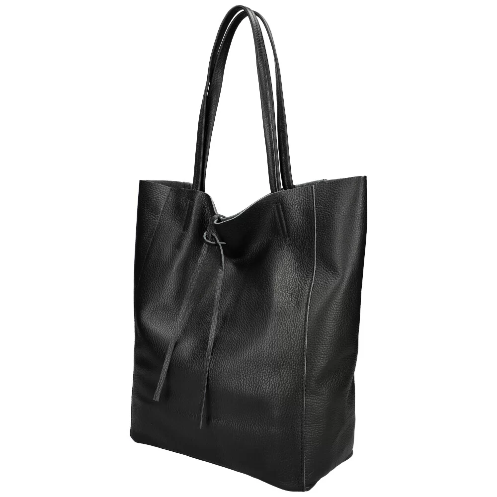 Leather handbag MS001 - BLACK - ModaServerPro