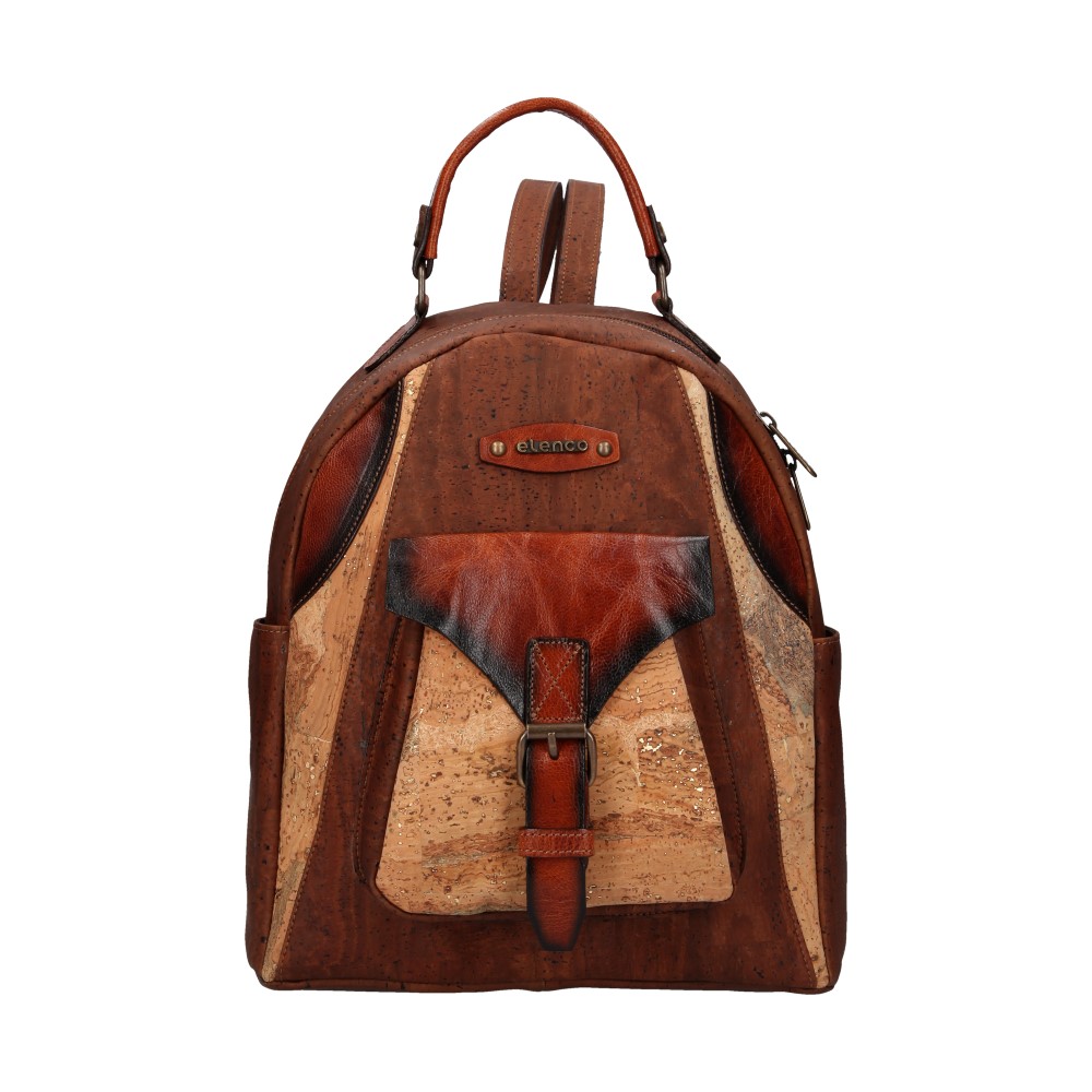 Backpack in cork and leather EL003314 - BROWN - ModaServerPro