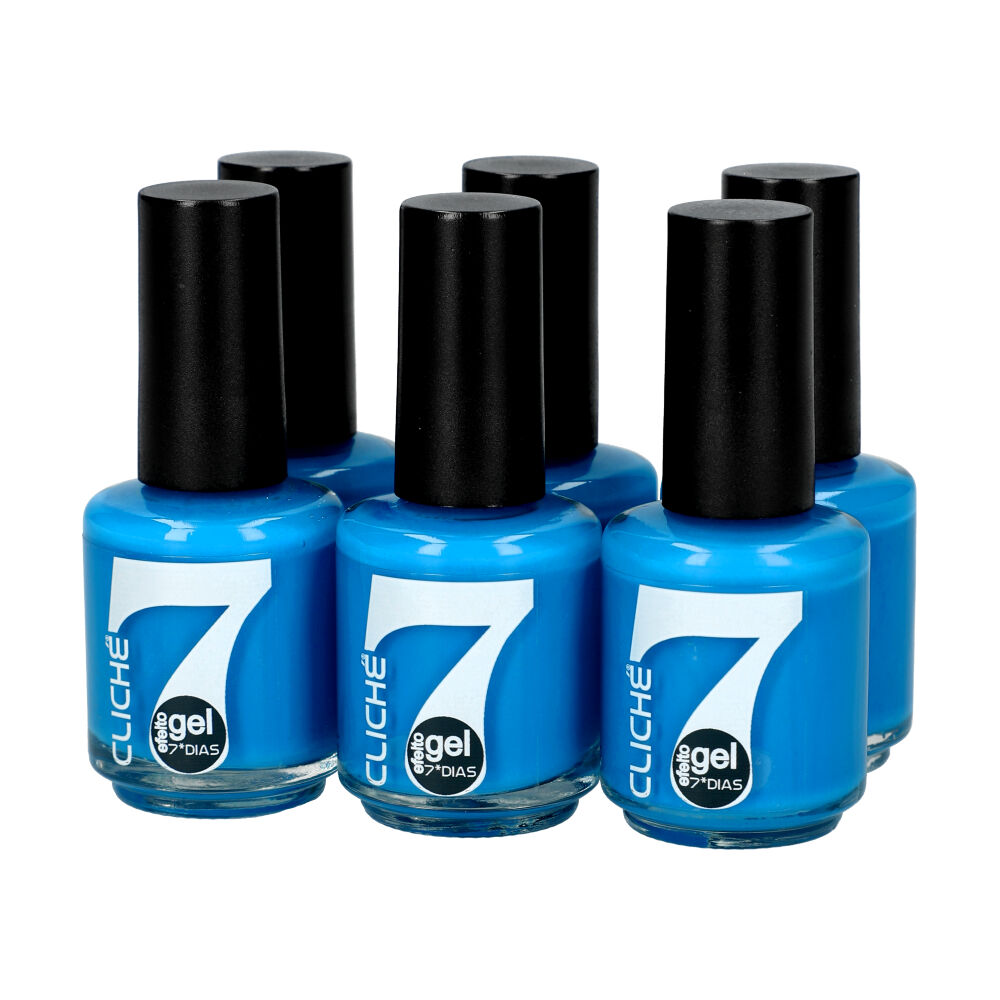 Pack 6 Pcs Nail polish gel 7 Days Cliché 7D045 BLUE ModaServerPro