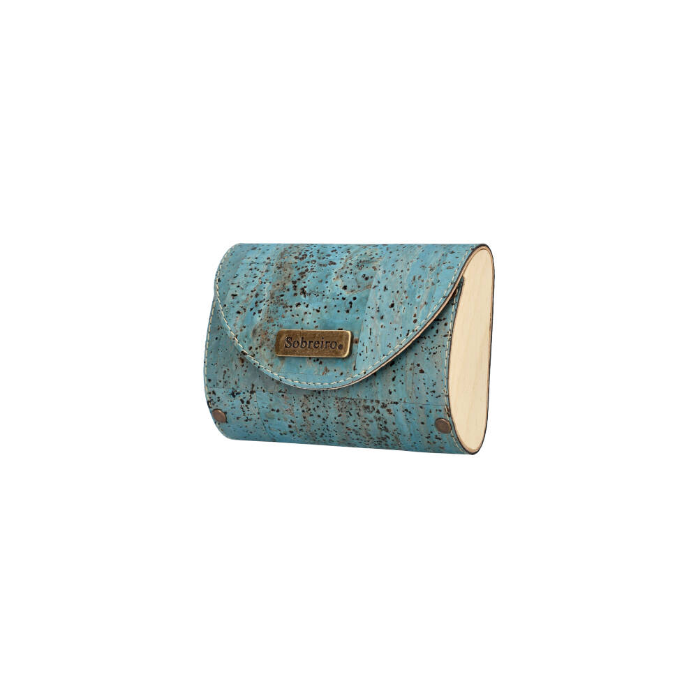 Porta moedas em cortiça e madeira MSMAD01 BLUE ModaServerPro