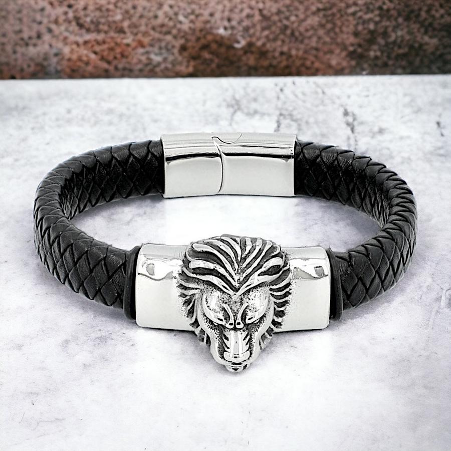 Man leather bracelet FBU132 BLACK ModaServerPro