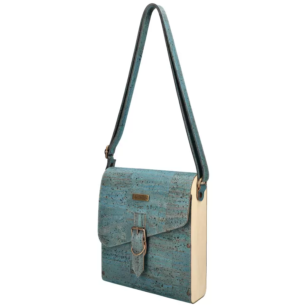 Cork and wood crossbody bag MSMAD08 - BLUE - ModaServerPro